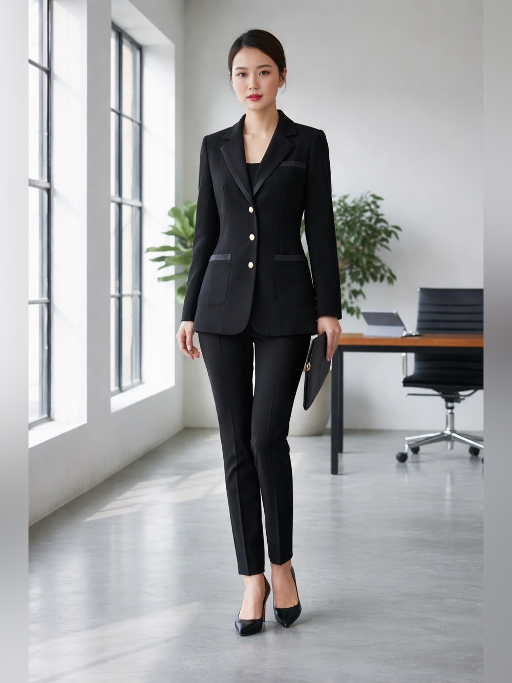 Vintage Studio Jax Black Blazer with Satin Trim size 4